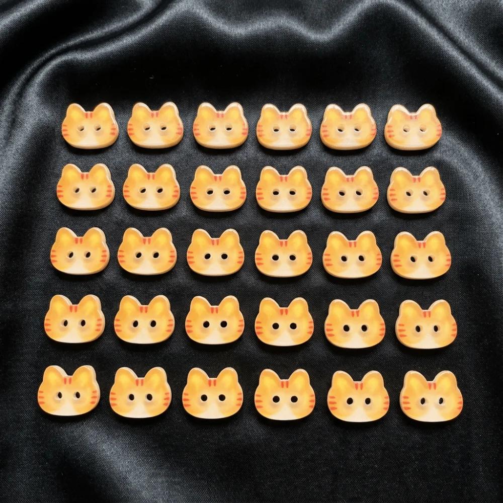 30 Pezzi 12mm Bottoni Gatto Creativi Carini Gatto Calico Bottoni Resina Gatto Zenzero Per Cardigan Maglione Accessori Abbigliamento