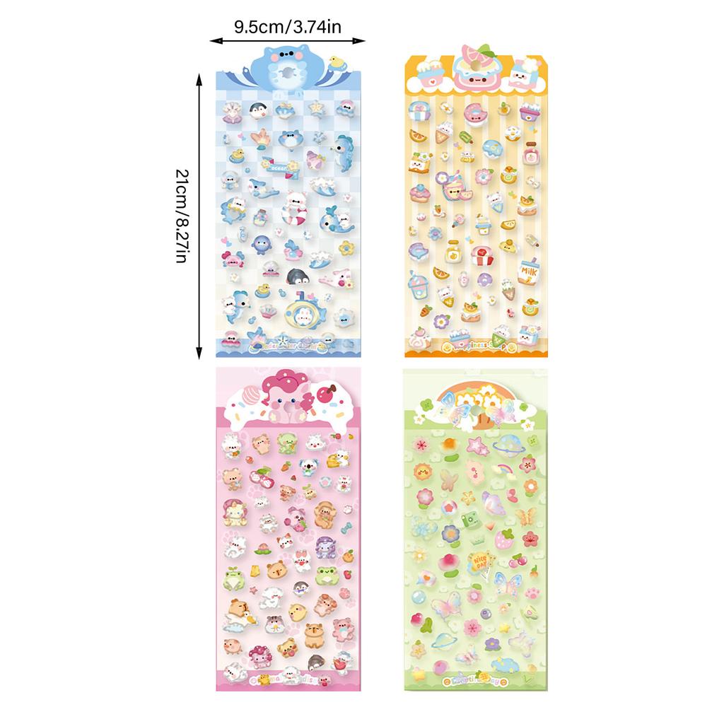 Cartoon 3D Stickers Water Resistant Animal Butterfly Sticker for Planner Pencil Box Phone Case Water Bottle Skateboards