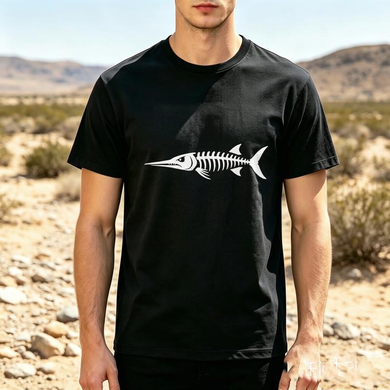 Funny Bone Fish Skeleton Graphic T Shirt Unisex Cotton Short Sleeve Tee Vintage FisherUnisex Streetwear Casual Summer Gift