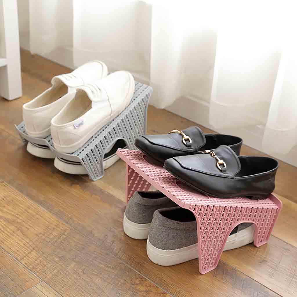 Organizzatore Per Scarpe Salvaspazio 5 Pezzi – Impilabile Regolabile Doppio Strato (Arancione)