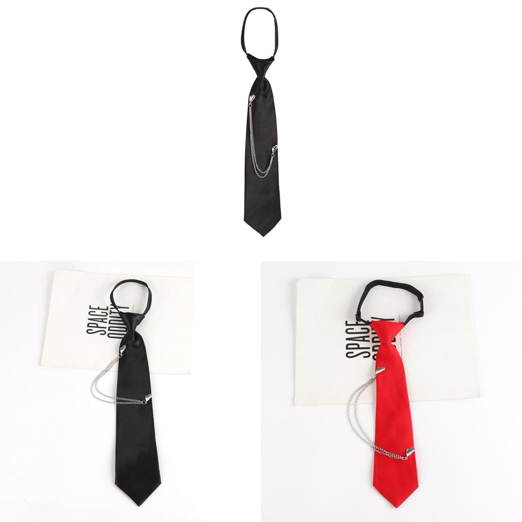 Klassische Polyester-Krawatte mit Metallkette für Herren Damen Freizeit Bürokleidung