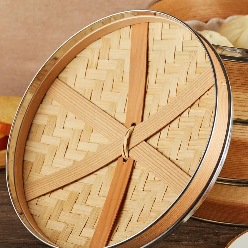 Cooking Bamboo Steamer Fish Rice Snack Basket Kitchen Cookware Fish Rice Dim Sum Basket Rice Pasta Cooker Food Steamed Stuffed