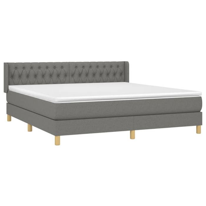 3130530 vidaXL Divan Bed with Mattress Dark Grey 180x200cm Fabric