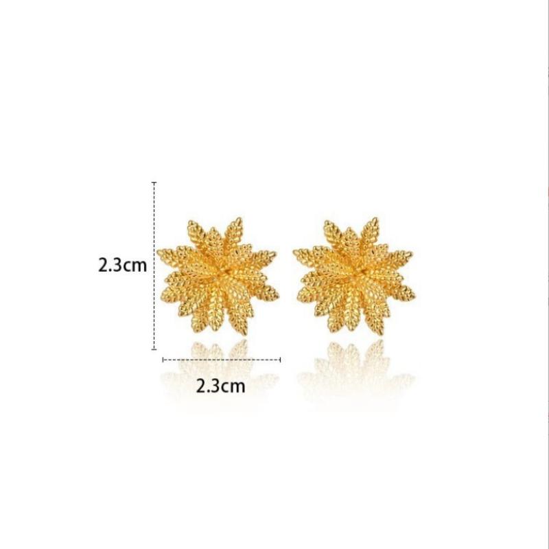 Leaves Flower Earrings for Women Trendy Vintage Ear Stud Wheat Unique Design Golden Color Girl Jewelry Gift