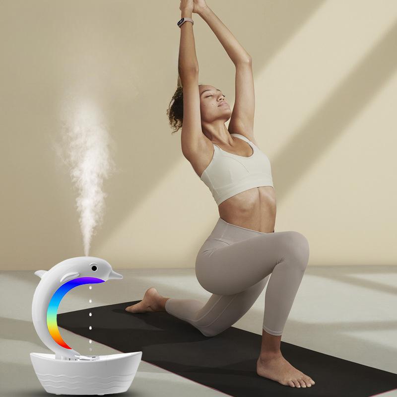 1Pc New Creative Little Dolphin Anti-gravity Humidifier, Desktop Bluetooth Audio, Colorful LED Lights, Ultrasonic Humidifier