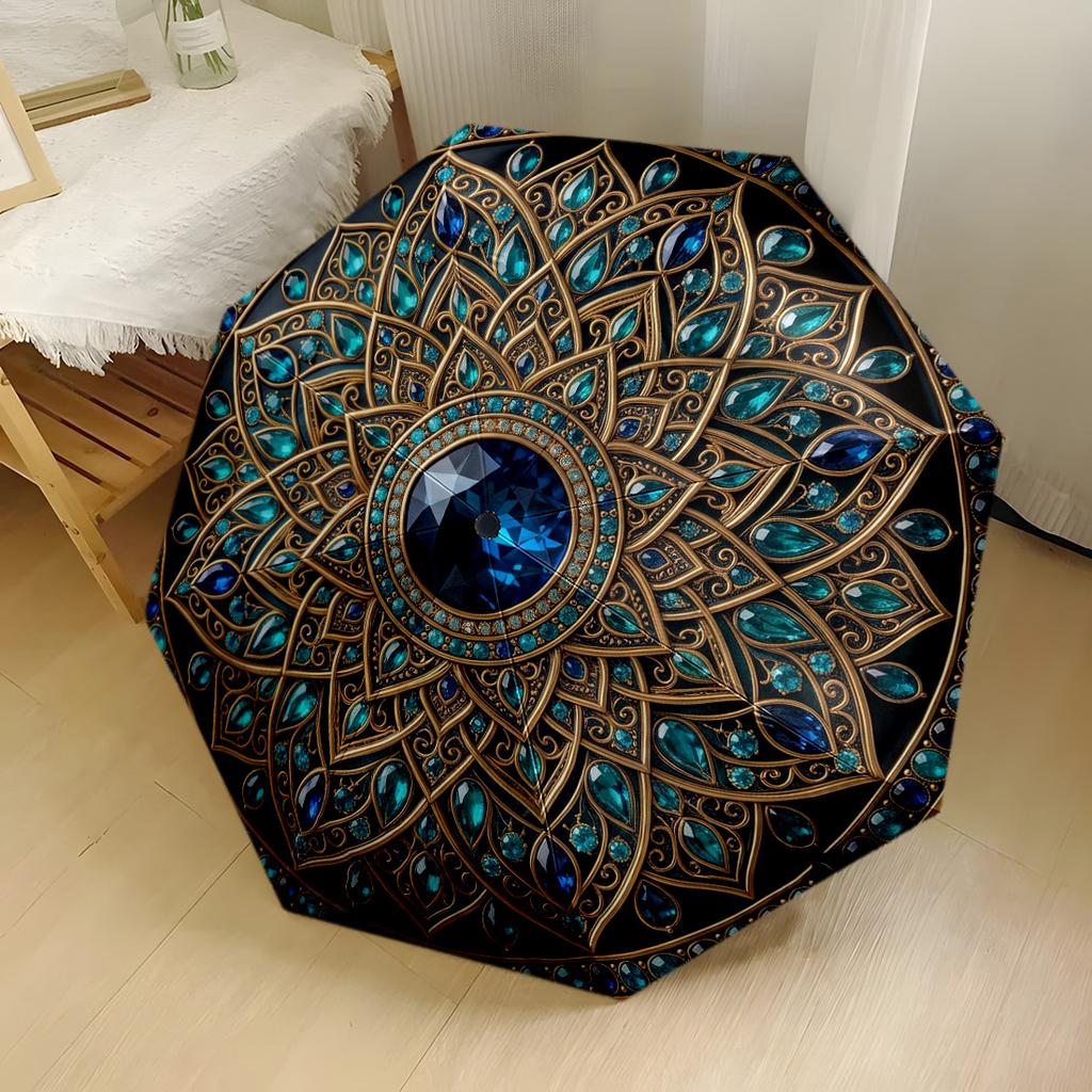Traditional Tattoo Style Tiger Roses And Swallows Outdoor Automatic Umbrella Compact 8 Rib Lightweight Compact Design Travel Essential Elegant Women'S