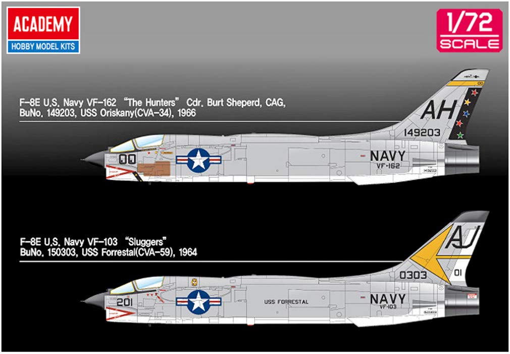 Academy 1/72 F-8E Crusader VF-162 The Hunters Plastic Model Kit 12521