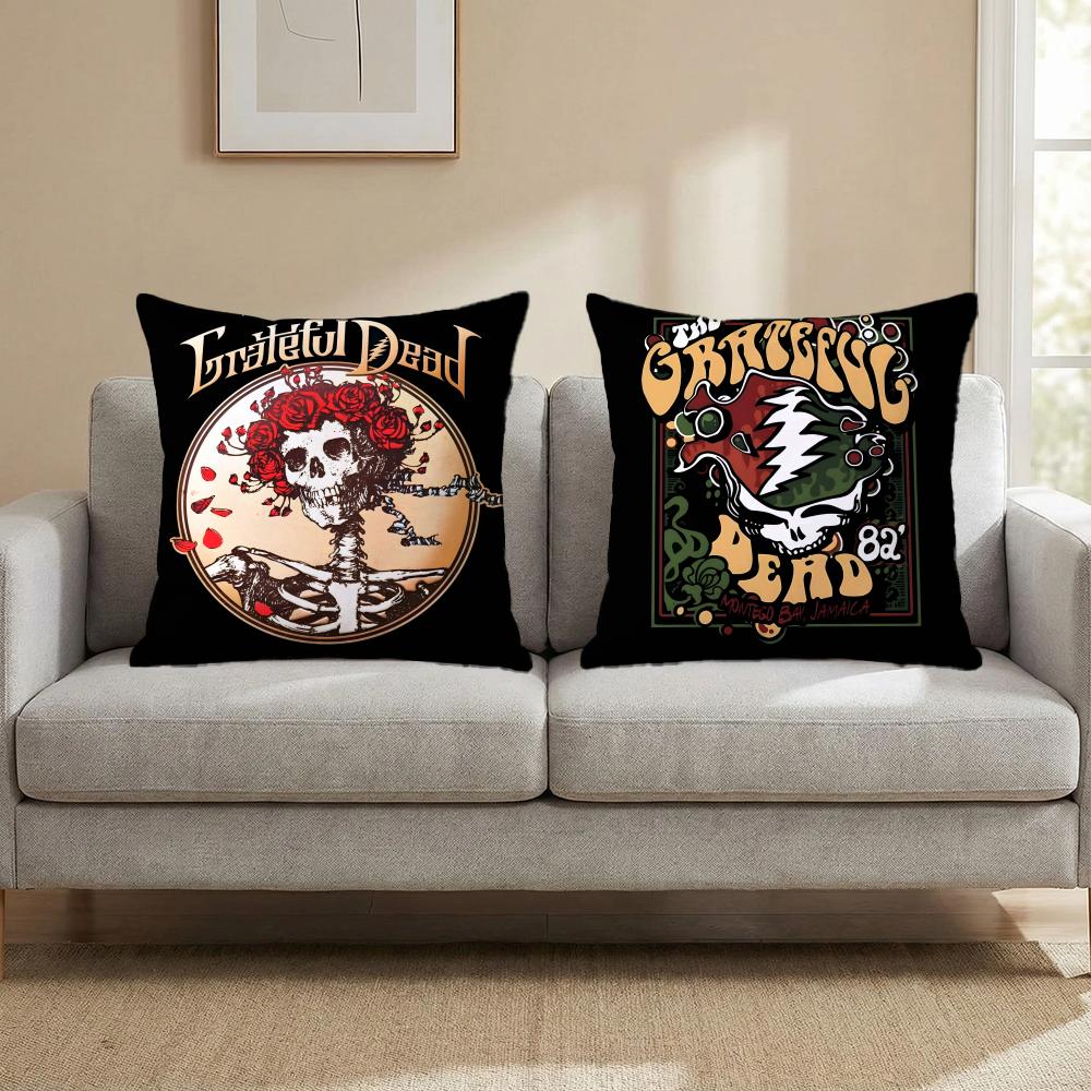 Grateful Dead Rock Band Cushion Cover Multi-Scene Pillow Cover for Home & Car - Reversible, Soft & Durable for Daily Use