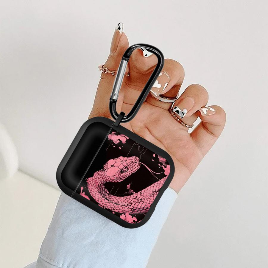 Case For Airpods Pro3 1 3 Pro 4 2 Pro2 Earphone Cases Cover Plum Blossom Pink Snake