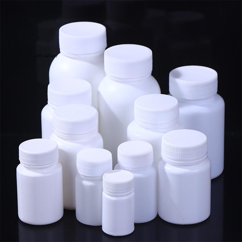 White Plastic Medicine Bottle 15-180ML with Screw Lid Food Grade PE Pill Storage Packing Container Case Holder for Home