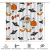 Whimsical Halloween Shower Curtain Setcats Pumpkins Decor White Fabric Waterproof Bath Liner For Kids Room Home Decoration (Whit