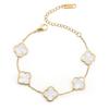 Trendy 18K Gold Plated Clover Lucky Bracelet White Black Red Green Flower Four Leaf Link Jewelry Gifts Bracelets for Women