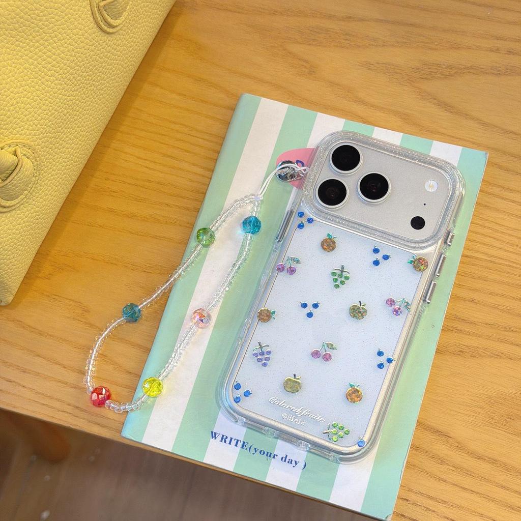 Summer Gilded Colorful Fruits Phone Case for iPhone 14/15/16 Pro Max (Round Edge)