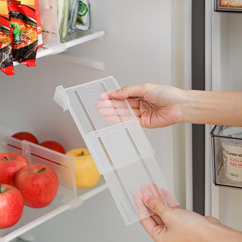 Adjustable Refrigerator Side Door Partition Board and Long Freely Retractable Refrigerator Layer Partition Board for Organizing and Dividing