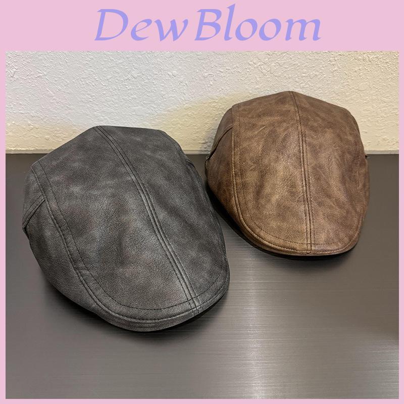 Vintage Pu Leather Feminine Beret Cap With Sun Blocking For Autumn And Spring