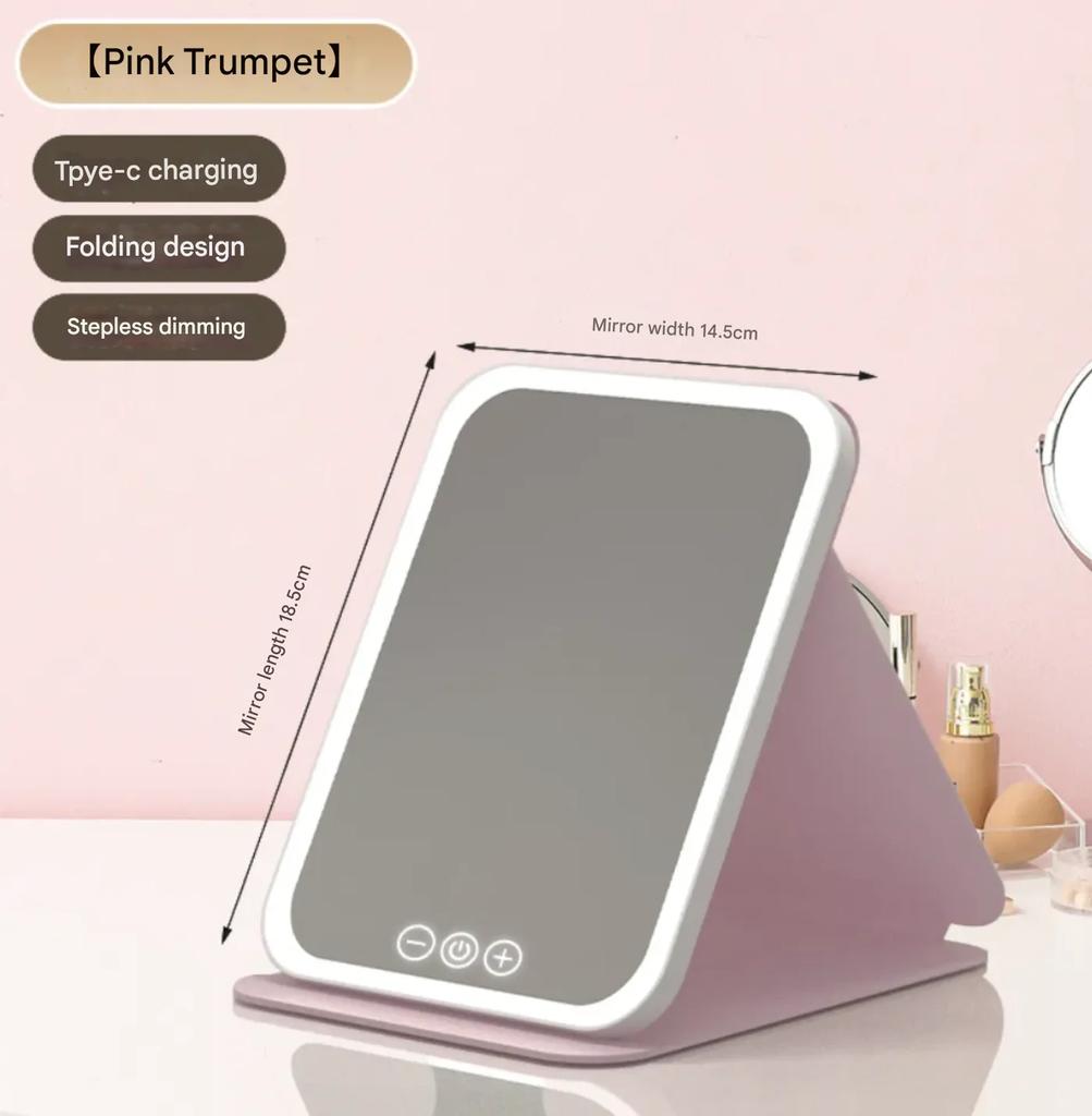 Portable LED Makeup Mirror,Foldable Makeup Mirror with Light, Desktop Fill Light Mirror For Student Dormitory & Office