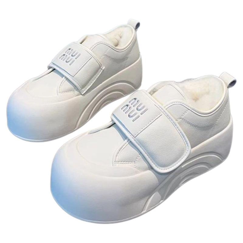 Velcro women's new autumn and winter velvet thickened and heightened thick-soled versatile big-headed bread shoes women