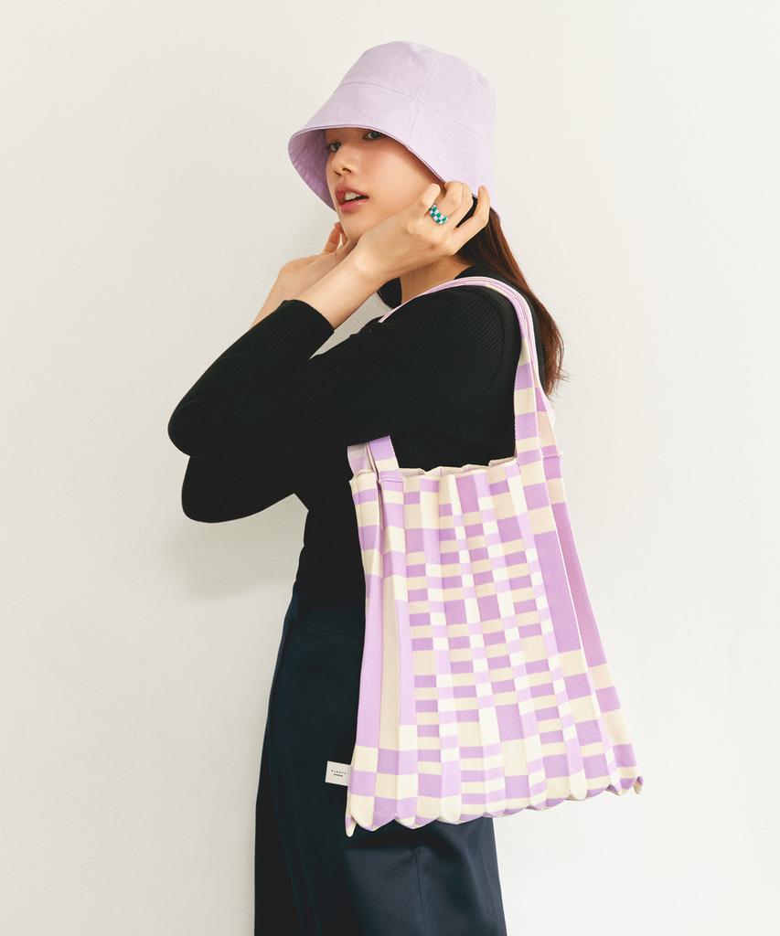 Pleatsmama Shoulder Bag Grid Purple