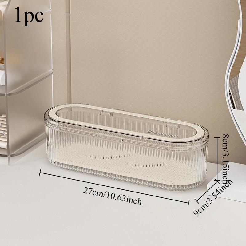 

1pc Transparent Makeup Brush Organizer with Lid Cosmetic Brush Storage Box Dustproof Acrylic Holder Vanity Bathroom Accessories