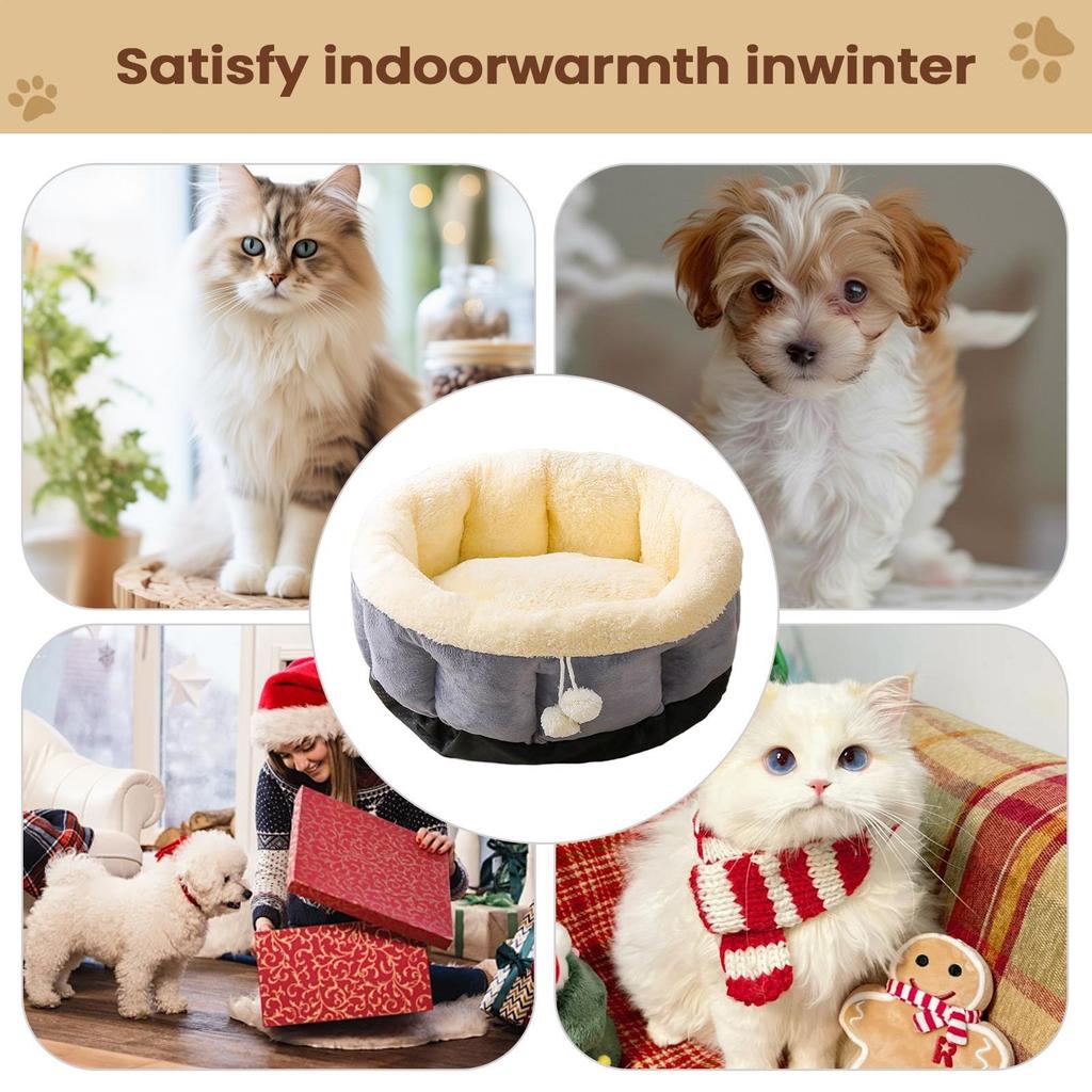 Round Cat Bed Washable Calming Nest Comfortable Kitten Bed Soft Cushion For Puppy Small Dog Indoor Sleeping Living Room Balcony