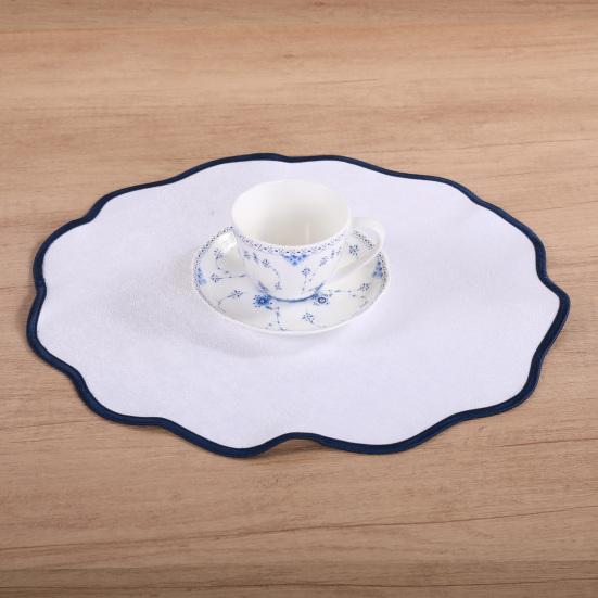 Scalloped Round Placemat Linen Machine Washable Placemat Heat Insulation Table Mat for Dining Table Protection Decoration