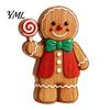 Funny Holiday Party Favors Cartoon Gingerbread Wooden Ornament, Double-sided Printed Desktop Tabletop Figurines, Decorative Signs Craft for