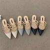French Chic Low Heel Sandals With Studded Details For Daily Wear