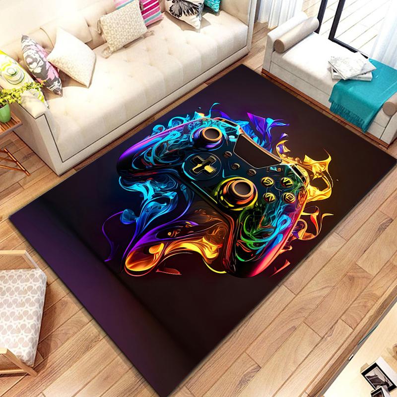 3D 80s Gamer Controller Area Rug Large,Carpet Rug for Living Room Bedroom Kitchen Decoration,Kid Play Game Non-slip Floor Mat