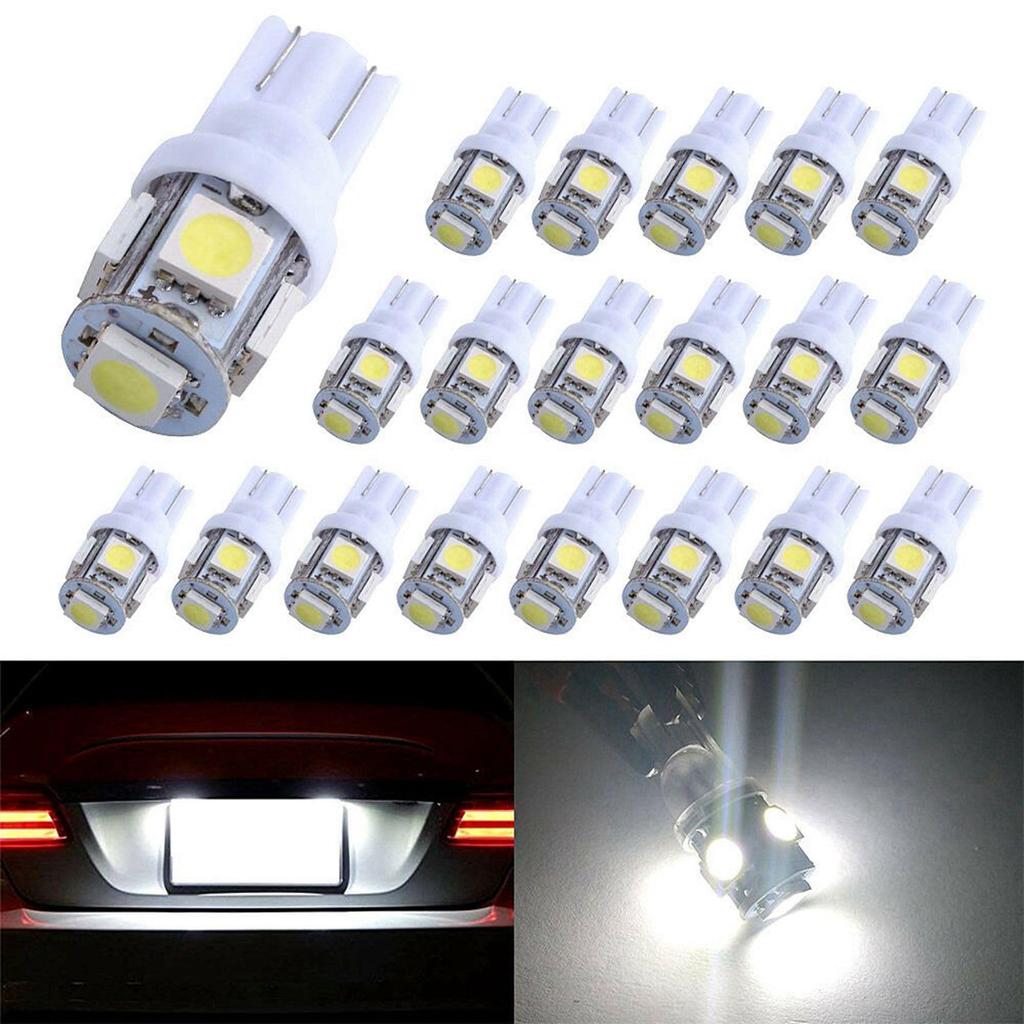 XunugZK 40PCS Super White T10 Wedge 5-SMD 5050 LED Bulb W5W 2825 158 192 168 194