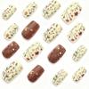 24 Pieces Of Nail Art In Autumn And Winter In Europe, America, Warm Colors, Small Freshness, Small Floral Leaves, Medium Length, Wearing Nail