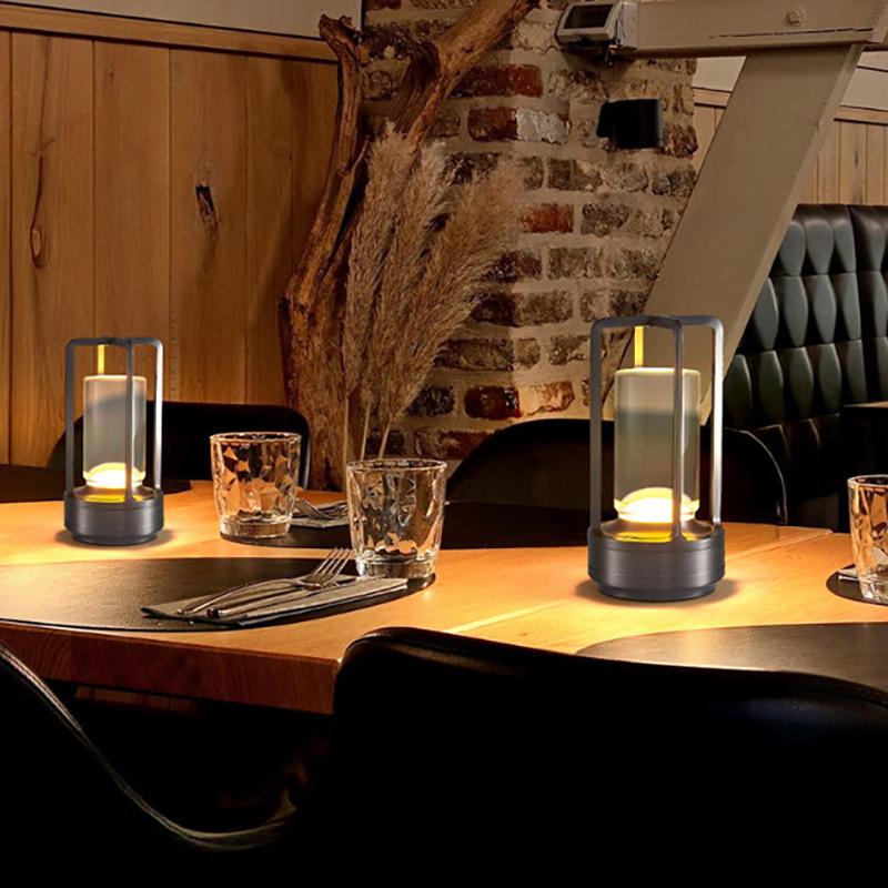 Led Cordless Table Lamp Rechargeable Touch Dimming Night Light Restaurant Bedroom Home Decor Atmosphere Lamp