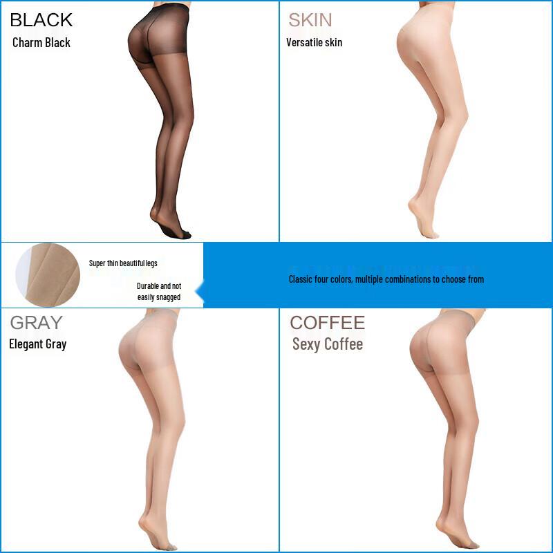 Langsha Plus Size Ultra-Thin Double Gusset Pantyhose - 4 Pairs