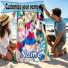 Custom Name Personalized Sailor Moon Print Beach Towel, for Trip Camping Beach Party Home Decor, Birthday Gift for Family & Friends