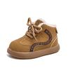 Children's Leather Boots with Thick Cotton Lining, Faux Lamb Wool, Warm Snow Boots, Winter Style, Waterproof and Non-slip Cotton Boots for Boys and