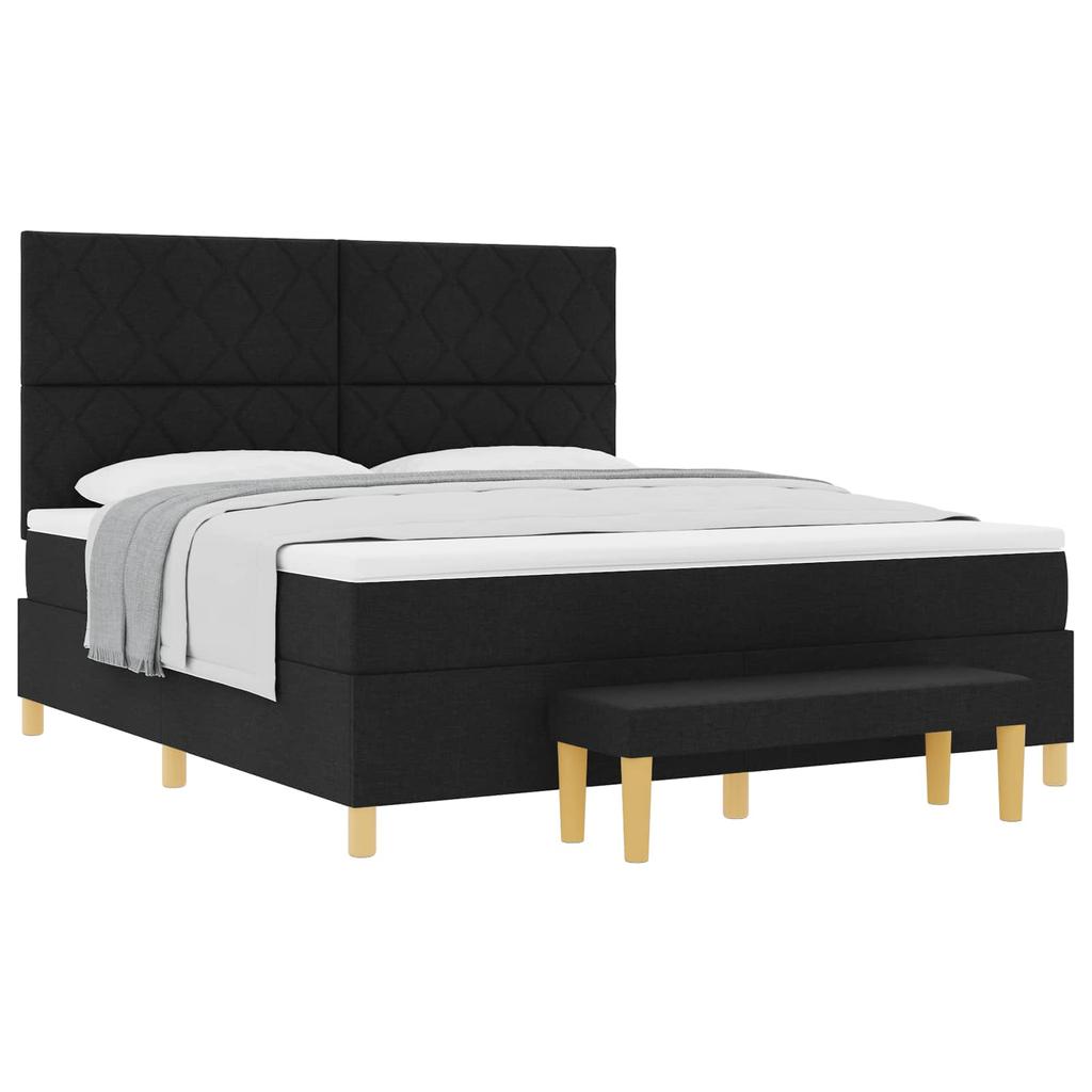 Boxspring Bed with Headboard Black 200 x 180 cm Fabric