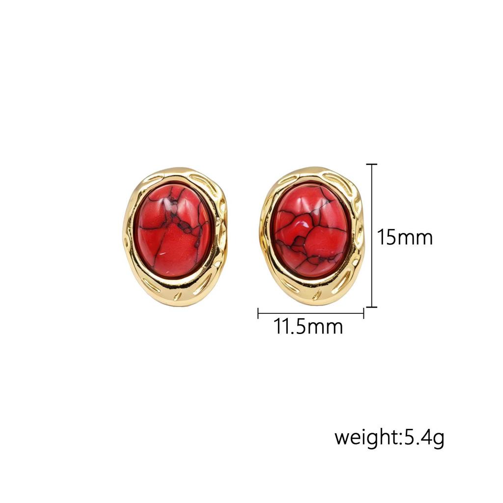 Retro Turquoise Stainless Steel Stud Earrings - Elegant & Unique Design for Women