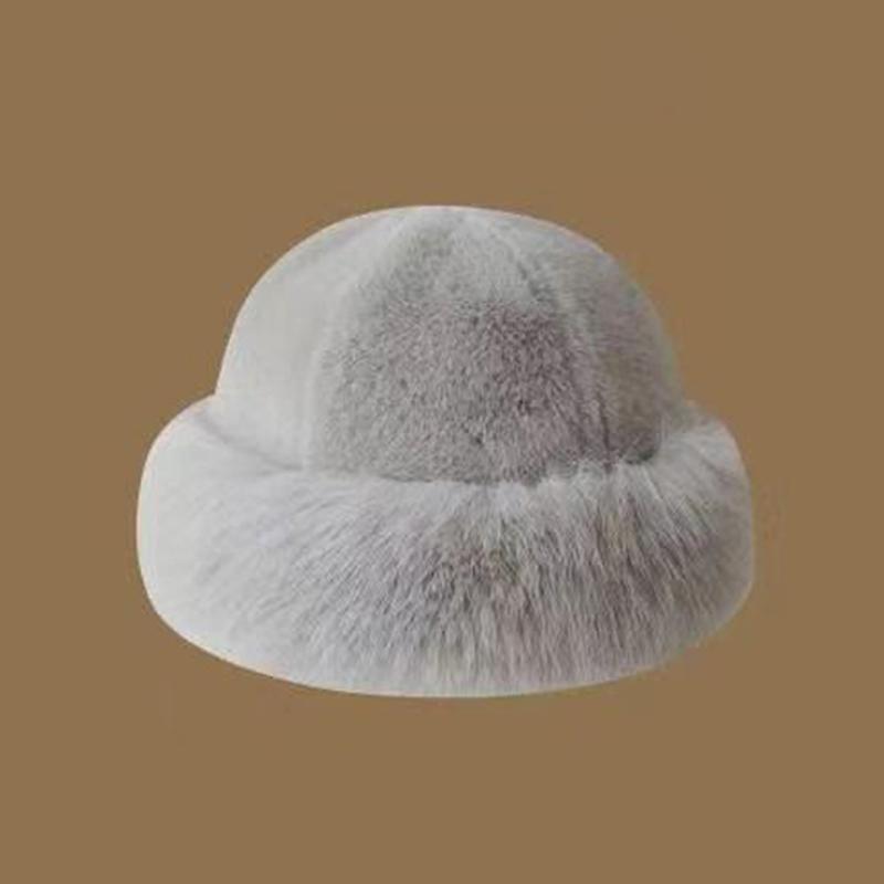 Fluffy Fur Bucket Hat For Women Plush Fisherman Hat Warm Women'S Winter Hat Thicken Cold Snowy Day Panama Cap Chrismas Gifts