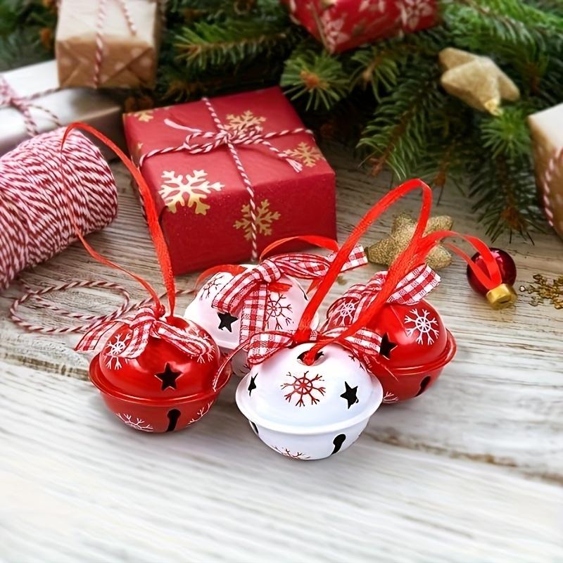 12pcs Handmade Christmas Bells - Traditional Round Metal Hanging Ornaments for Holiday Tree,Gift Packaging,and DIY Decorations