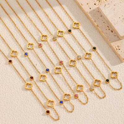 Four-leaf Clover Necklace Zircon Does Not Fade, Simple Light Luxury Necklace Niche Design Collarbone Chain Exquisite