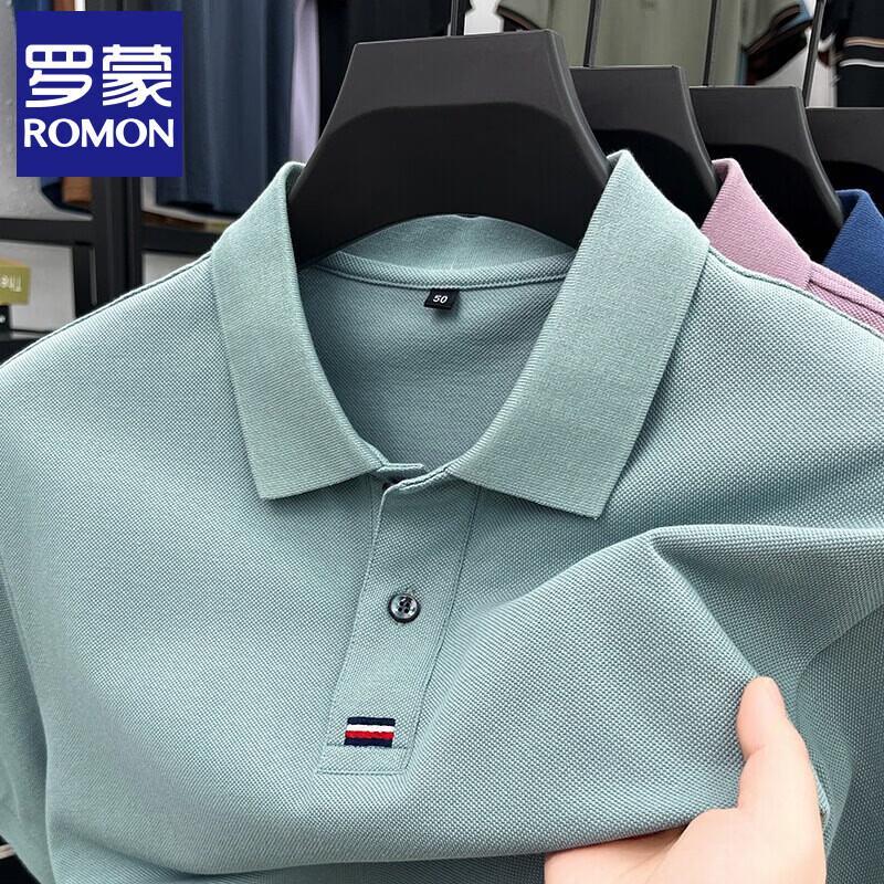 ROMON Men s Mercerized Cotton Short Sleeve Polo T-Shirt M