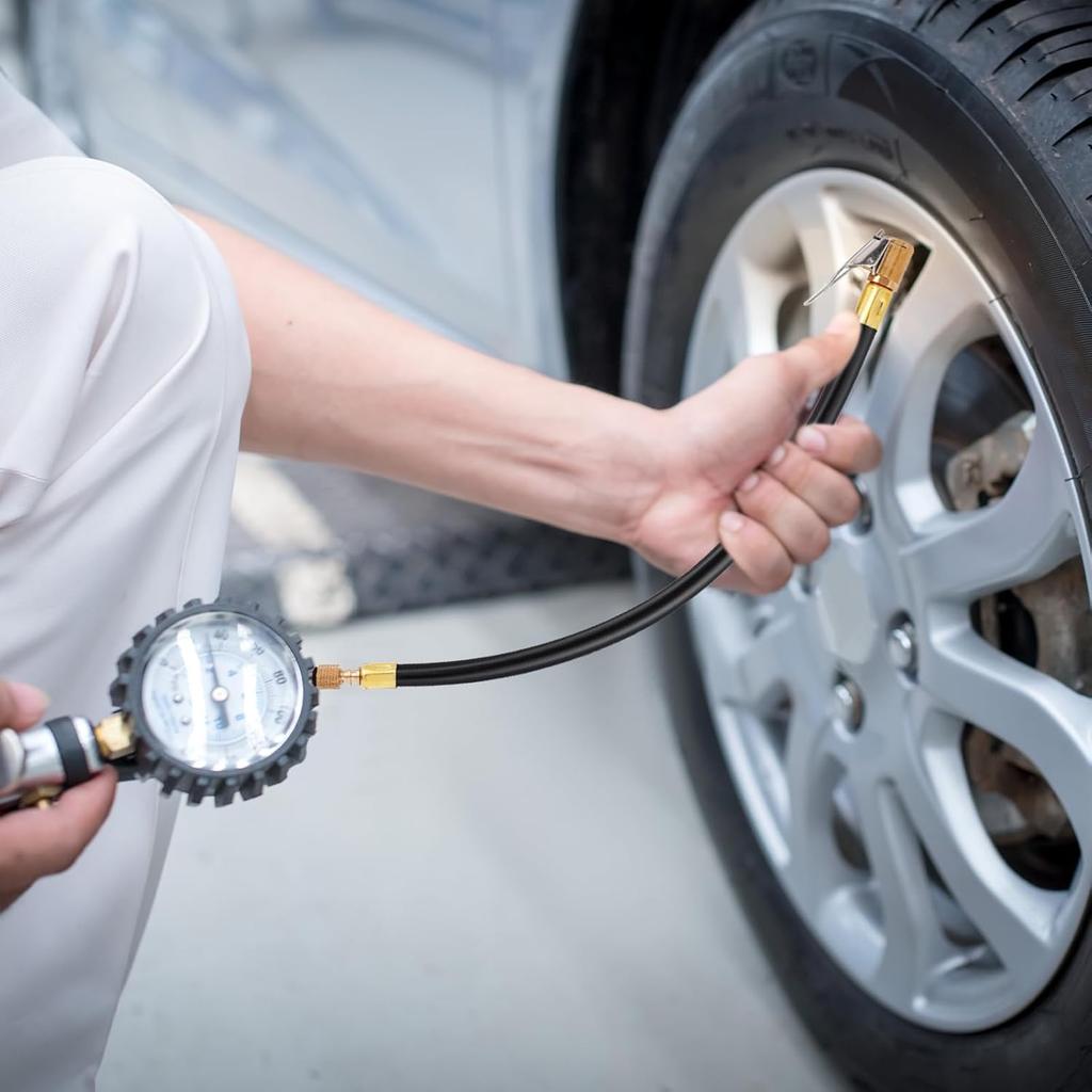 12'' Tire Inflator Hose, Tire Inflator Adapter with Presta Valve, Hose Connector for Air Compressor, High-Pressure Tube Car Motorcycle Maintenance