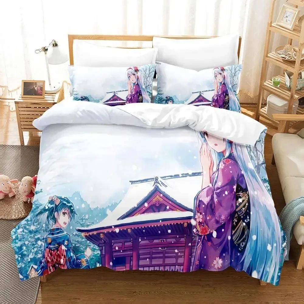 

New 3D Kawaii Anime Zuikaku (Kancolle) Bedding Set Printed With Pillowcase Bed Duvet Cover Single Double Queen Super King Size EU Single(135*200cm)3pcs