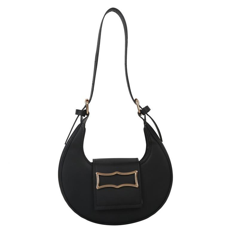 Trendy Women s Summer New Moon Handbag Fashionable Shoulder Dumpling Bag чёрный