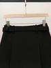 Autumn French Spicy Style A-Line Pleated Midi Skirt with Slimming Waist Belt