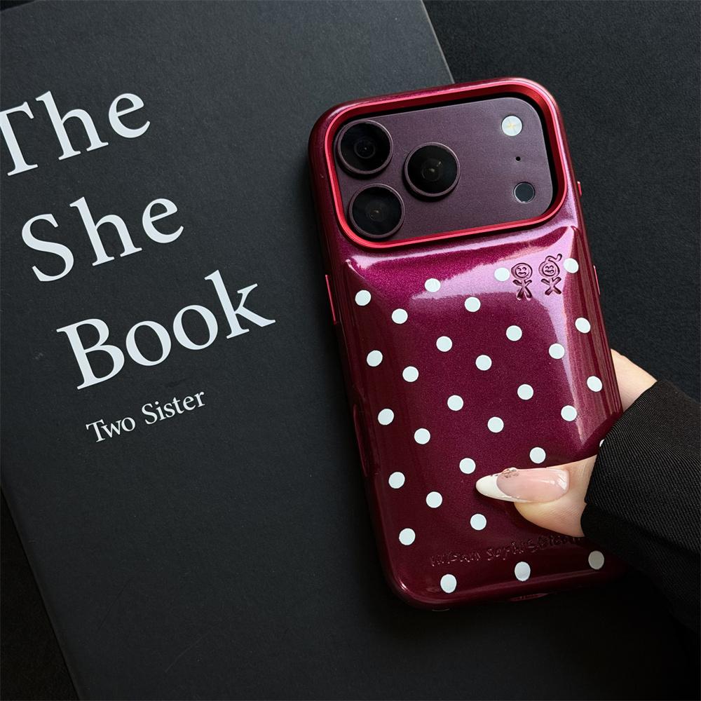 Candy Color PU Leather Puffer Polka Dots Phone Case For 16 17 Pro Max 17Pro 16Pro Shockproof Hard Protection Back Cover