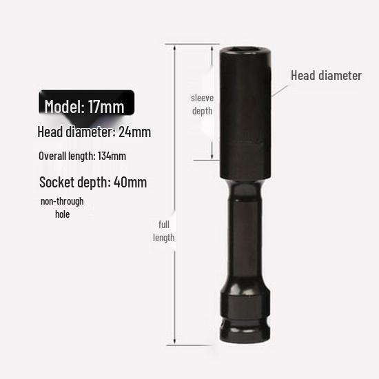 Electric Wrench 1/2 Square Thin-Walled Extended Socket 6mm