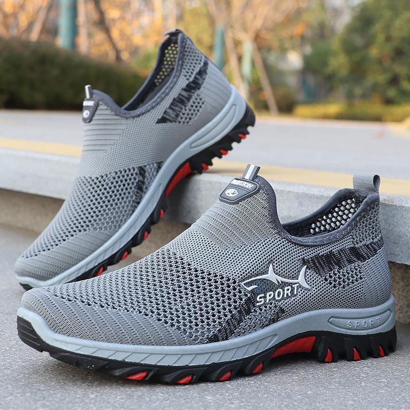 Fashion Spring and Autumn New Men's Shoes Flat Casual Shoes Polyurethane Soft Bottom Sports Breathable Mesh Sports Shoes Men