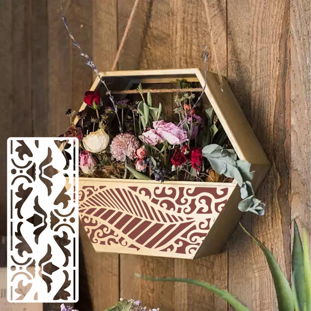16-Piece Geometric Pattern Stencil Set - Reusable Decorative Painting Templates