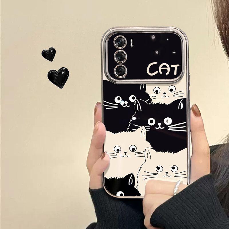 Premium Minimalist Cat-Print Phone Case OPPO Reno12 Series Slim Protective Cover With Elegant Design Women Teens OPPO Reno 12