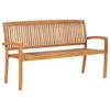 Stackable Garden Bench with Cushion 159 Cm Solid Teak Wood